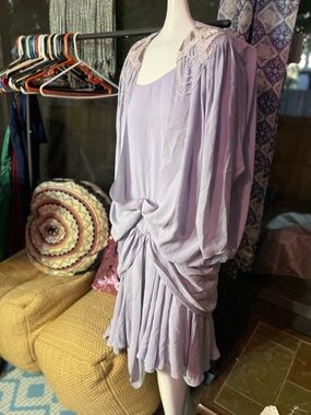 Vintage Lavender Draped Midi Dress